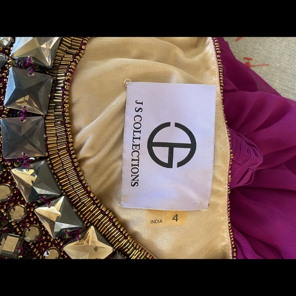 JS Collections Fuchsia Beaded Sleeveless Gown - Picture 11 of 15